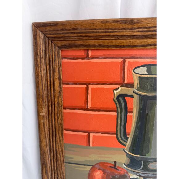Vintage 1963 Mid-Century Paint By Number Still Life Wood Frame | 19" x 23" - Picture 6 of 9